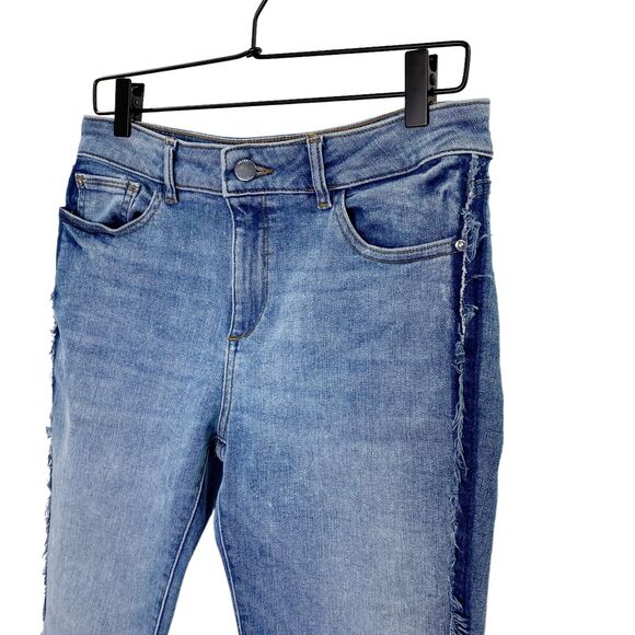 DL1961 Mara Straight Ankle Jeans Size 27 w/ Frayed Hem Side Seams 26" Inseam - Picture 3 of 11